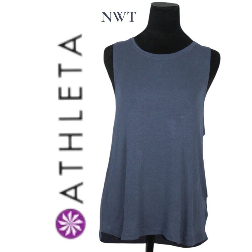 NWT Athleta Well Rested Rib Sleep Tank Top Blue Size Medium